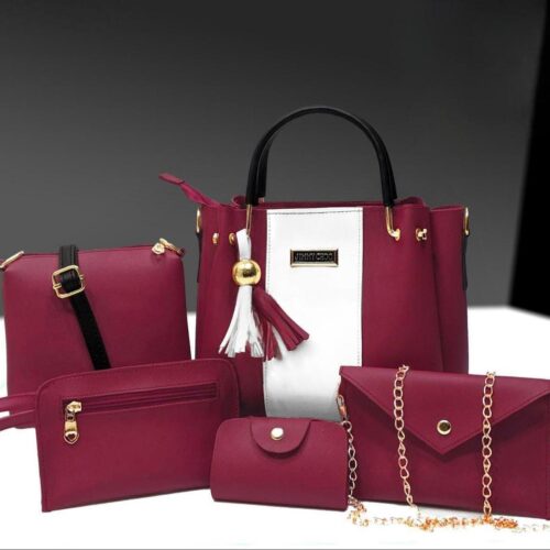 Cynthetic Leather 5pcs Set Ladies Bag Without Long Chain