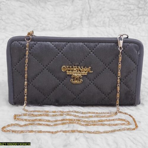 Hand And Shoulder Wallet For Girls With Long Golden Chain
