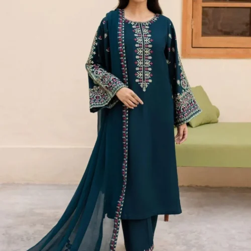 3 Pcs Women's Unstitched Embroidered Suit