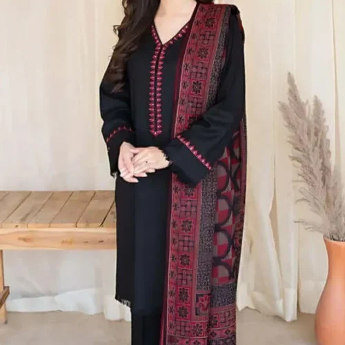 3 Pcs Women's Unstitched Embroidered Suit