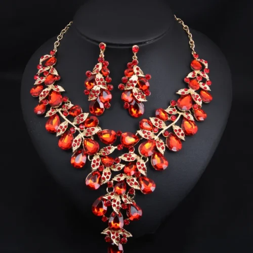 Exaggerated Rhinestone Jewelry Set Necklace & Earrings